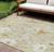 10' X 14' Wheat And Ivory Floral Washable Indoor Outdoor Area Rug