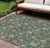 10' X 14' Olive Green And Artichoke Green Floral Washable Indoor Outdoor Area Rug