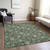 10' X 14' Olive Green And Artichoke Green Floral Washable Indoor Outdoor Area Rug