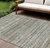 8' X 10' Pewter Striped Washable Indoor Outdoor Area Rug