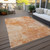 8' X 10' Salmon Peach And Ivory Nautical Washable Indoor Outdoor Area Rug