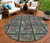 8' Fern Green Purple And Teal Blue Round Medallion Washable Indoor Outdoor Area Rug
