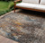 9' X 12' Taupe Chocolate And Copper Abstract Washable Indoor Outdoor Area Rug