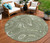 8' Artichoke Green And Ivory Round Geometric Washable Indoor Outdoor Area Rug - Artichoke Green, Ivory