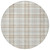 8' Linen And Brown Round Plaid Washable Indoor Outdoor Area Rug