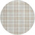 8' Linen And Brown Round Plaid Washable Indoor Outdoor Area Rug