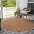 8' Round Bronze Round Geometric Washable Non Skid Indoor Outdoor Area Rug