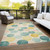 10' X 14' Teal Blue Yellow And Peach Geometric Washable Indoor Outdoor Area Rug