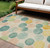 10' X 14' Teal Blue Yellow And Peach Geometric Washable Indoor Outdoor Area Rug
