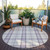 8' Lavender Purple And Gray Round Plaid Washable Indoor Outdoor Area Rug