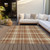 9' X 12' Brown Black And Beige Plaid Washable Indoor Outdoor Area Rug
