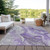10' X 14' Purple And Ivory Abstract Washable Indoor Outdoor Area Rug - Purple, Ivory