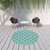 8' X 8' Blue and Green Round Geometric Stain Resistant Indoor Outdoor Area Rug