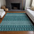 10' X 14' Teal Blue Aqua And Ivory Tribal Washable Indoor Outdoor Area Rug