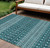 10' X 14' Teal Blue Aqua And Ivory Tribal Washable Indoor Outdoor Area Rug
