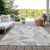 9' X 12' Taupe Brown And Beige Geometric Washable Indoor Outdoor Area Rug