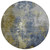 8' Khaki And Denim Blue Round Abstract Washable Indoor Outdoor Area Rug