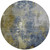8' Khaki And Denim Blue Round Abstract Washable Indoor Outdoor Area Rug