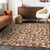 9' X 12' Brown And Beige Floral Washable Indoor Outdoor Area Rug - Brown, Beige