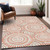 9' X 12' Coral And Ivory Geometric Washable Indoor Outdoor Area Rug