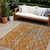 10' X 14' Terra Cotta Beige And Ivory Striped Washable Indoor Outdoor Area Rug