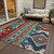 8' X 10' Red Pink And Teal Blue Aztec Washable Indoor Outdoor Area Rug