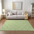 9' X 12' Lime Green And Ivory Geometric Washable Indoor Outdoor Area Rug - 608219130855