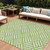 9' X 12' Lime Green And Ivory Geometric Washable Indoor Outdoor Area Rug - 608219130855