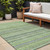 10' X 14' Artichoke Green And Olive Green Striped Washable Indoor Outdoor Area Rug