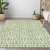 9' X 12' Artichoke Green And Ivory Geometric Washable Indoor Outdoor Area Rug