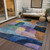 9' X 12' Blue Purple And Green Abstract Washable Indoor Outdoor Area Rug