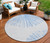8' Denim Blue And Ivory Round Abstract Washable Indoor Outdoor Area Rug
