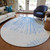 8' Denim Blue And Ivory Round Abstract Washable Indoor Outdoor Area Rug