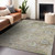 9' X 12' Beige Gray And Green Floral Washable Indoor Outdoor Area Rug