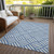 9' X 12' Blue And Ivory Geometric Washable Indoor Outdoor Area Rug