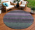 8' Purple And Olive Green Round Striped Washable Indoor Outdoor Area Rug