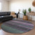 8' Purple And Olive Green Round Striped Washable Indoor Outdoor Area Rug