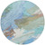 8' Sky Blue And Teal Blue Round Abstract Washable Indoor Outdoor Area Rug