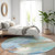 8' Sky Blue And Teal Blue Round Abstract Washable Indoor Outdoor Area Rug