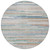 8' Linen And Pale Aqua Round Striped Washable Indoor Outdoor Area Rug