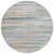 8' Linen And Pale Aqua Round Striped Washable Indoor Outdoor Area Rug