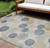 8' X 10' Beige Navy Blue And Gold Geometric Washable Indoor Outdoor Area Rug