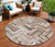8' Brown Taupe And Tan Round Geometric Washable Indoor Outdoor Area Rug