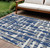 10' X 14' Navy Blue Gray And Ivory Striped Washable Indoor Outdoor Area Rug - 880016768992