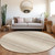 8' Ivory And Beige Round Abstract Washable Indoor Outdoor Area Rug - 880016575248