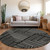 8' Black And Ivory Round Geometric Washable Indoor Outdoor Area Rug Transitional Style - Black, Ivory Color