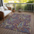 10' X 14' Purple Turquoise and Gold Paisley Washable Non Skid Indoor Outdoor Area Rug