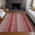 8' X 10' Gray Pink and Red Striped Washable Non Skid Indoor Outdoor Area Rug