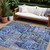 10' X 14' Navy Blue And Sky Blue Village Houses Washable Indoor Outdoor Area Rug
