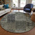 8' Taupe Brown And Charcoal Round Patchwork Washable Indoor Outdoor Area Rug